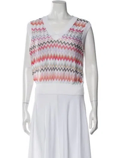 Pre-owned Missoni Striped V-neck Sweater In White