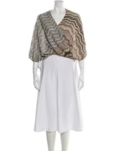 Pre-owned Missoni Striped V-neck Sweater In White