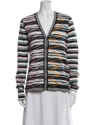 Pre-owned Missoni Striped V-neck Sweater In White
