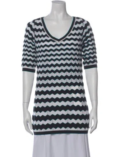 Pre-owned Missoni Striped V-neck Top In Black