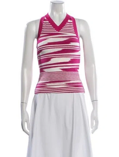 Pre-owned Missoni Striped V-neck Top W/ Tags In Pink