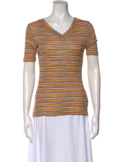 Pre-owned Missoni Striped V-neck T-shirt In Neutral