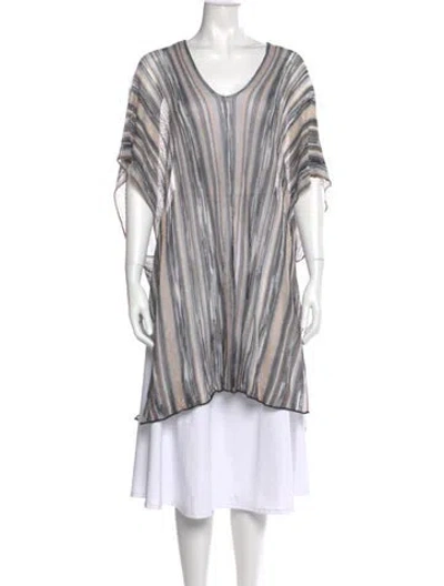 Pre-owned Missoni Striped V-neck Tunic In Gray
