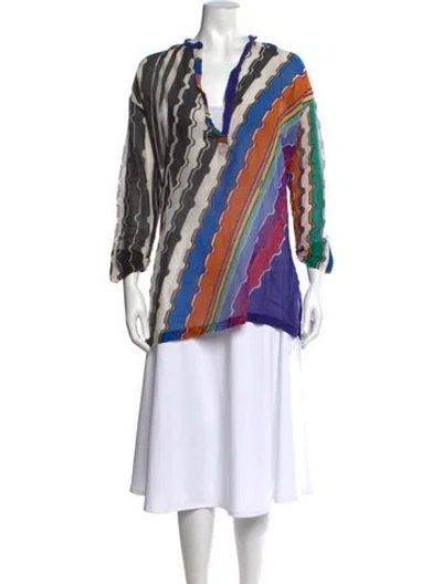 Pre-owned Missoni Striped V-neck Tunic In Multi