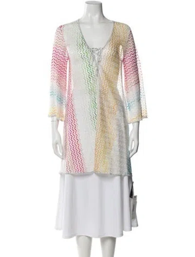 Pre-owned Missoni Striped V-neck Tunic In Neutral