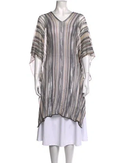 Pre-owned Missoni Striped V-neck Tunic In Neutrals