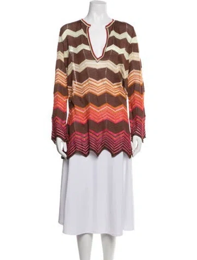 Pre-owned Missoni Striped V-neck Tunic In Orange