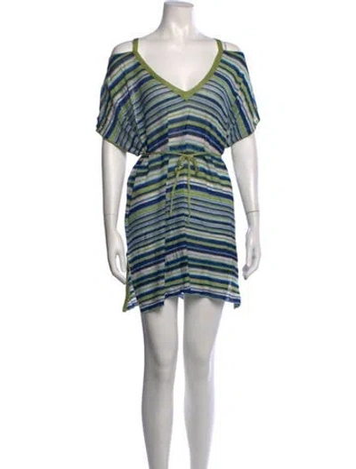 Pre-owned Missoni Striped V-neck Tunic In Purple
