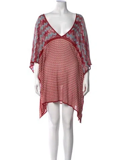 Pre-owned Missoni Striped V-neck Tunic In Red