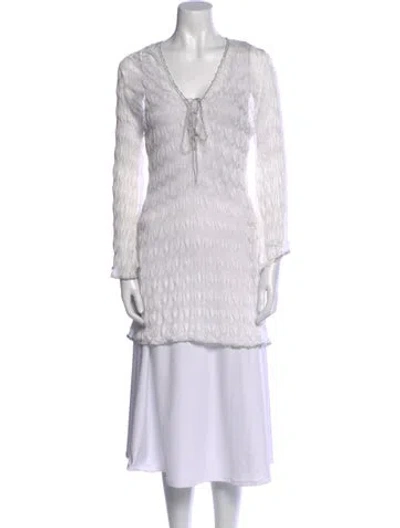 Pre-owned Missoni Striped V-neck Tunic In White