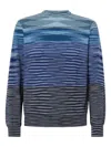 Missoni Crew Neck Sweater In Pure Flame Wool In Blue