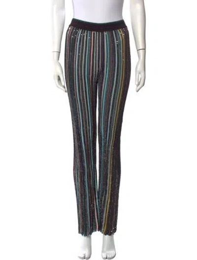 Pre-owned Missoni Striped Wide Leg Pants In Black