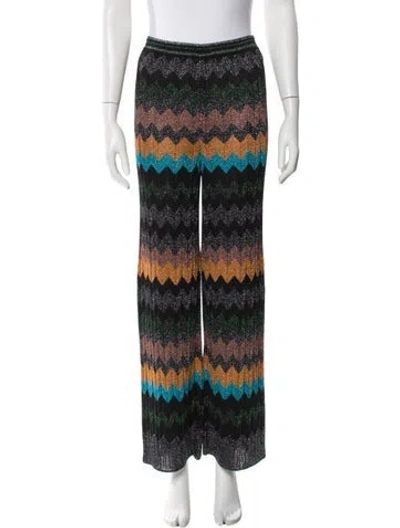 Pre-owned Missoni Striped Wide Leg Pants In Black