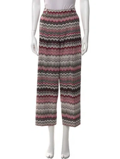 Pre-owned Missoni Striped Wide Leg Pants In Black