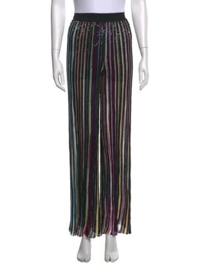 Pre-owned Missoni Striped Wide Leg Pants In Black