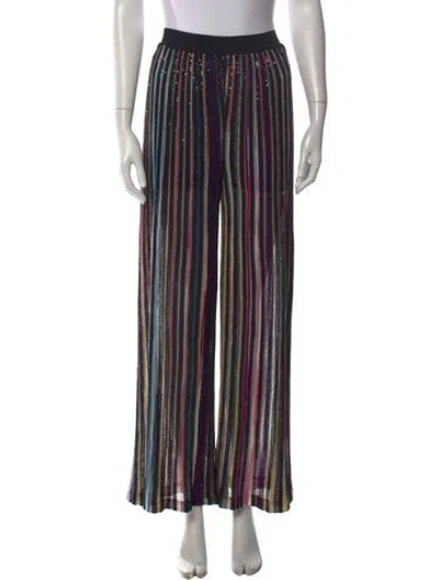 Pre-owned Missoni Striped Wide Leg Pants In Black