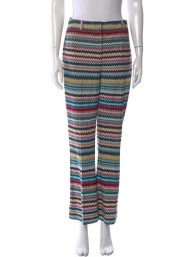 Pre-owned Missoni Striped Wide Leg Pants In Blue