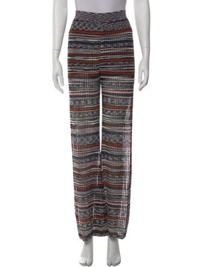 Pre-owned Missoni Striped Wide Leg Pants In Blue