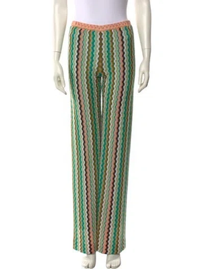 Pre-owned Missoni Striped Wide Leg Pants In Green
