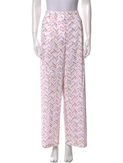 Pre-owned Missoni Striped Wide Leg Pants In White