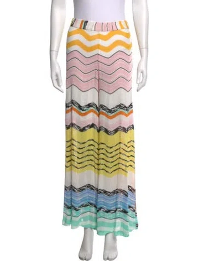 Pre-owned Missoni Striped Wide Leg Pants In White