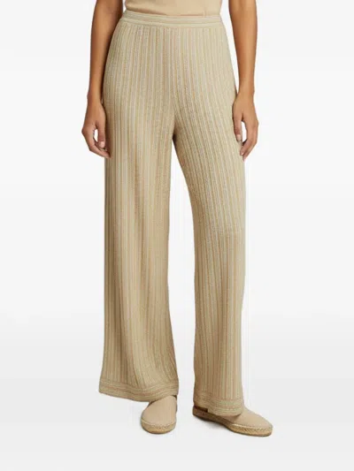 Pre-owned Missoni Striped Wide-leg Trousers In Neutral