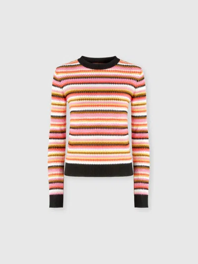 MISSONI GESTREIFTER PULLOVER MIT RUNDHALSAUSSCHNITT AUS WOLLE UND VISKOSE