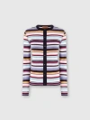 Missoni Striped Wool Blend Knit Cardigan In Multicoloured