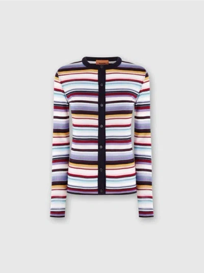 MISSONI MISSONI STRIPED WOOL AND VISCOSE KNIT CARDIGAN