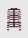 Missoni Striped Wool Blend Knit Cardigan In Multicoloured
