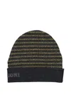 Missoni Striped Wool Beanie In Black