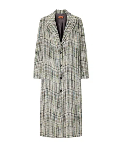 Missoni Striped Wool-blend Coat In Gray
