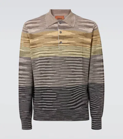 Missoni Slub Wool Polo Shirt In Multicolour