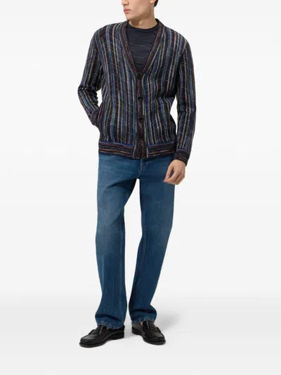 Missoni Striped Wool-viscose Knit Cardigan In Multi