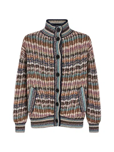 Missoni Striped Zigzag-knit Cardigan In Multi