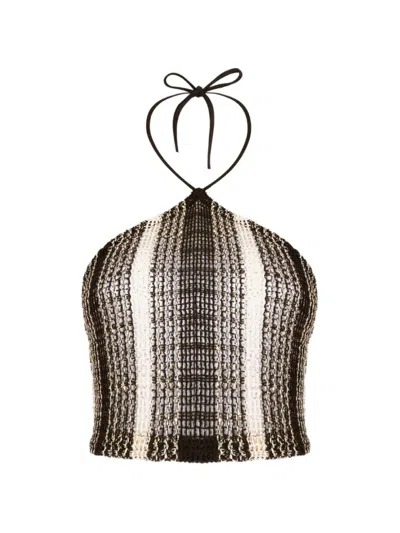 Missoni Striped-pattern Halterneck Top In Black