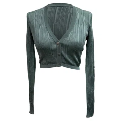 Missoni Stripe-knit Cropped Cardigan In Green Viscose