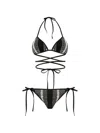 Missoni Mare Sequin-embellished Striped Metallic Crochet-knit Triangle Bikini In Black