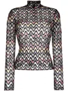 MISSONI STYLISH AND COZY MULTICOLORED HIGH-NECK SWEATER FROM ITALIAN FASHION HOUSE