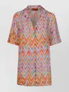 Missoni Stylish Short Sleeve Dress With Notched Collar In Pink