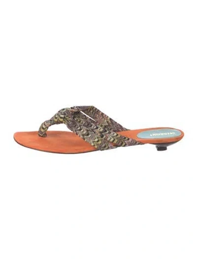 Pre-owned Missoni Suede Patterned Flip Flops In Orange