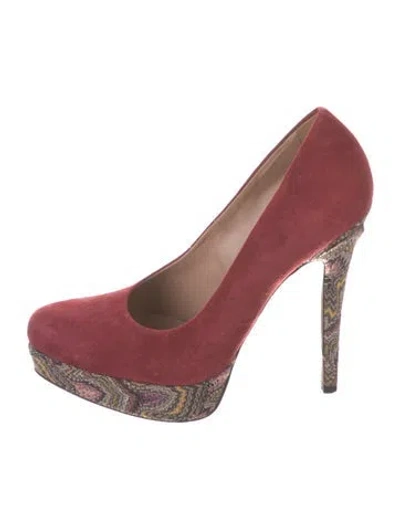 Pre-owned Missoni Suede Printed Pumps In Red