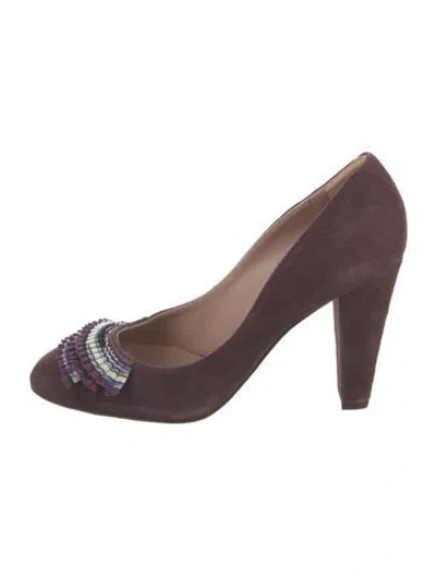 Pre-owned Missoni Suede Ruffle Embellishment Pumps In Burgundy