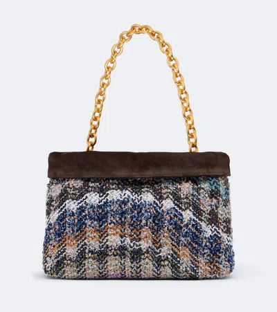 Missoni Suede-lined Knitted Shoulder Bag In Multicoloured