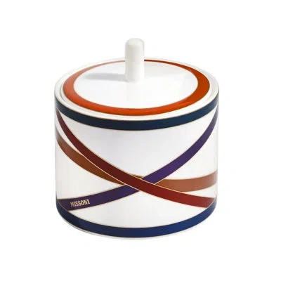 Missoni Sugar Pot Nastri Diam. 3.3 In, H 3.5 In In Blue;white;orange