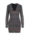Missoni Fitted Mini Dress With Multicolored Zigzag In Black