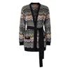 Missoni Relaxed Fit Cardigan With Belt And Chevron Pattern In Multi