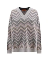 Missoni Women Oversized Sweater With Zig Zag Pattern In Blue