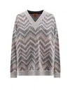 Missoni Women Oversized Sweater With Zig Zag Pattern In Blue