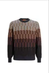 Missoni Zigzag Virgin Wool Crewneck Pullover In Brown